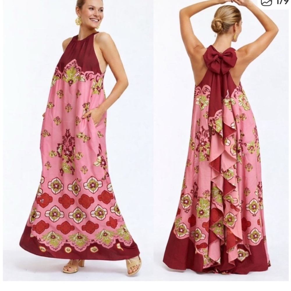 NWT Mestiza New York
Adelina Crepe Flamingo Flourish Print Scoop Neck Maxi Dress